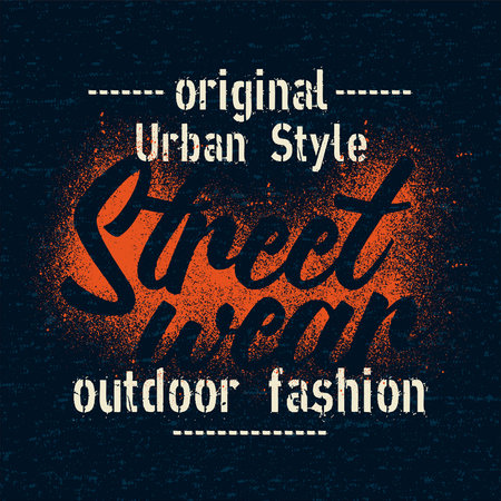 Streetwear urban style stencil spray splatter graphic t-shirt printのイラスト素材