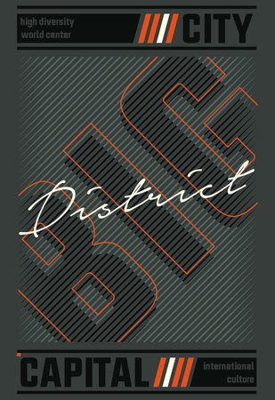 Big city capital district graphic t-shirt seal printのイラスト素材
