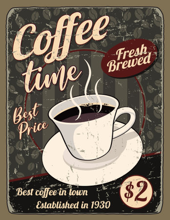 Coffee time shop vintage poster graphic design decorationのイラスト素材
