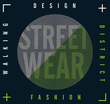 Street wear modern typography in circle graphic t-shirt vectorのイラスト素材