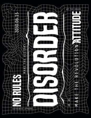 Disorder - modern and distorted typography phrases in a distorted vector gridのイラスト素材