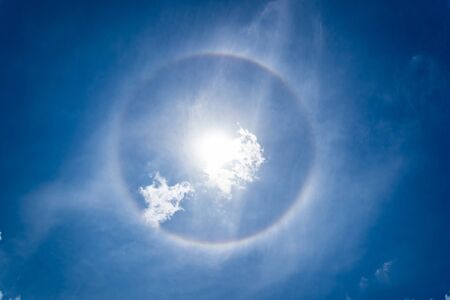 Santa Clara, Cuba. May 03, 2019: A solar halo visible in the sky at 13:29:51 Cuba timeの写真素材