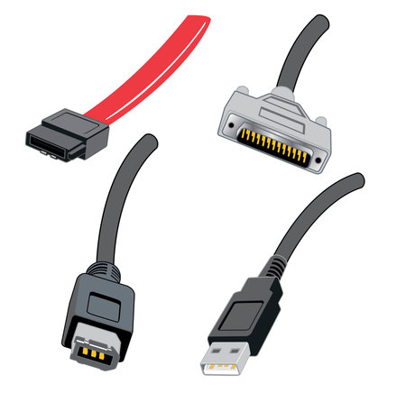 Various connection computer cable wiresのイラスト素材