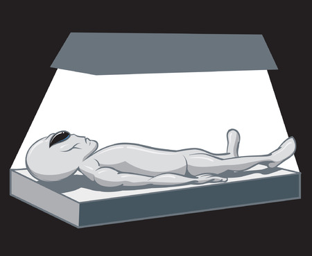 An Illustration of a Alien on the table for an autopsyのイラスト素材