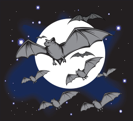 An Illustration of a Groub of bats flying through the skyのイラスト素材