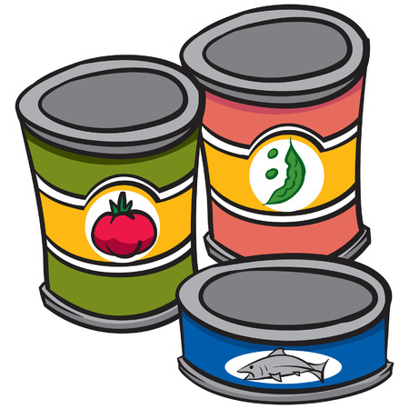 An Illustration of three cans of foodのイラスト素材
