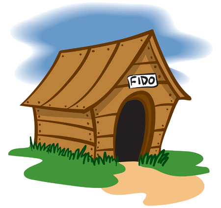 An Illustration of a Wooden Dog houseのイラスト素材