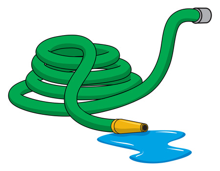 An Illustration of a green rolled up garden hoseのイラスト素材
