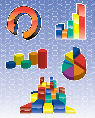 Various Graph Icons charts illustrator 8のイラスト素材
