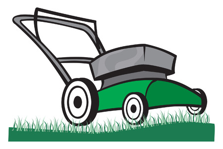 An Illustration of a Lawn mower on the grassのイラスト素材