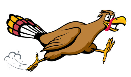 An Illustration of a cartoon running turkeyのイラスト素材