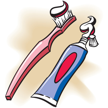An Illustration of a Toothbrush and Toothpaste tube.のイラスト素材