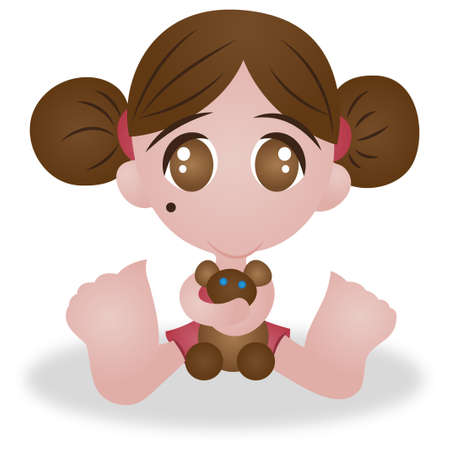 Cute Little Girl With Bear Sd Vectorのイラスト素材