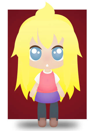 Cute Little Girl Long Hair Sd Vectorのイラスト素材