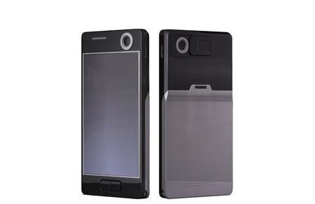 Cellphone design without copyright problems, on white background, made in 3D software.の写真素材