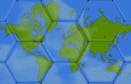 Soccer texture with the world map, Created in 3D software, の写真素材