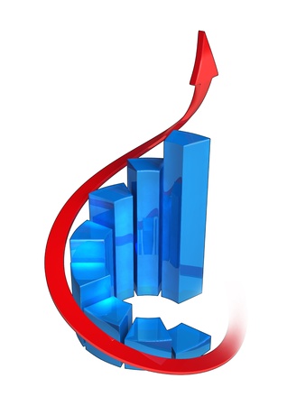 Round bar chart on white background, made in 3D software.の写真素材