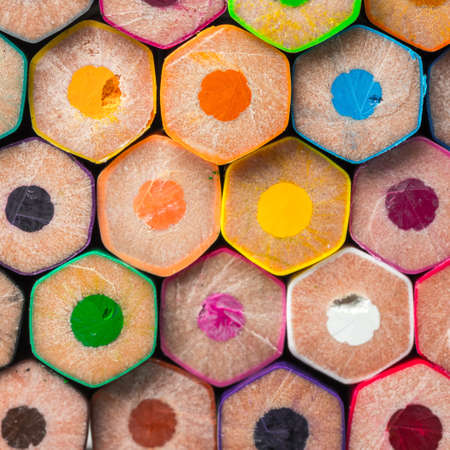 Back view of stacked color pencils.Close up. Back to school concept.の写真素材