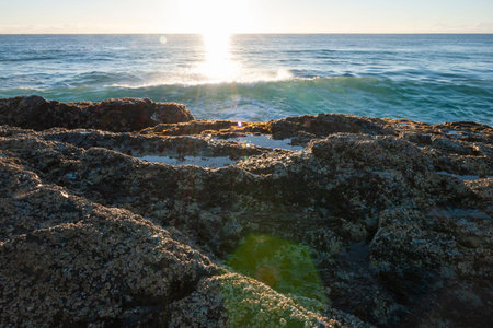 A beautiful sunrise over the sea in Currumbin, Gold Coast, Australia