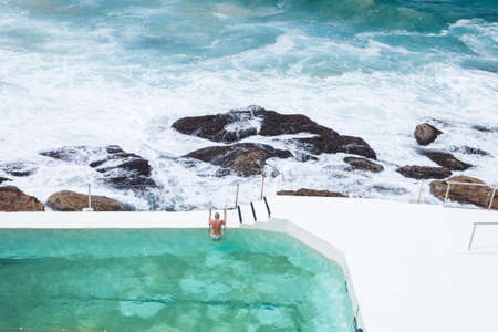 View of Bondi Beach in Sydney from Bondi Icebergs Pool. High quality photoの写真素材