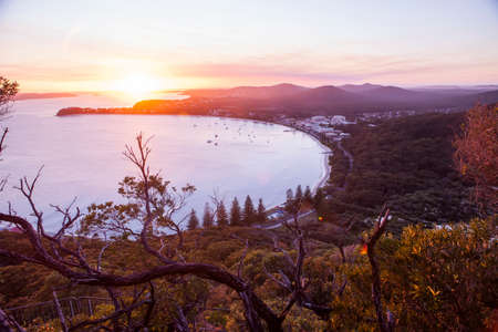 Beautiful sunset over the Shoal Bay, Australiaの写真素材