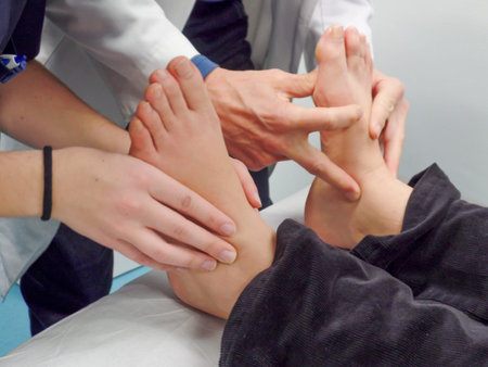 podiatry and biomechanics session with a patientの写真素材