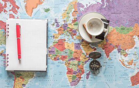 Find your way. Plan and enjoy creating your route. Adventure, discovery, navigation, communication, logistics, geography, transport and travel concept background.の写真素材