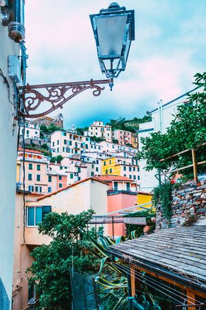 alley in italian place five lands cinque terreの写真素材