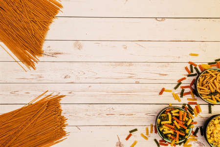 uncooked pasta base for restaurant preparations, menu items and menusの写真素材