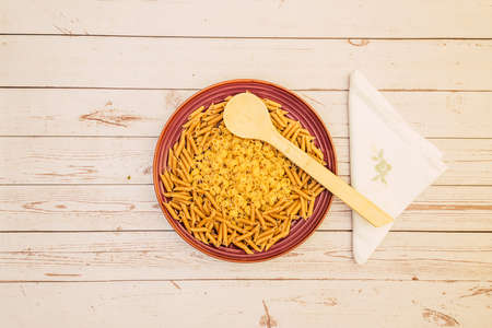 uncooked pasta base for restaurant preparations, menu items and menusの写真素材