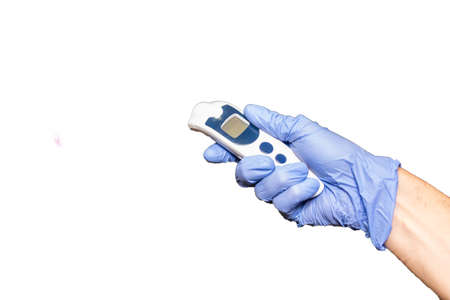 infrared thermometer on a white backgroundの写真素材