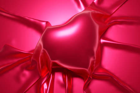 3D heart figure covered with red fabric.の写真素材
