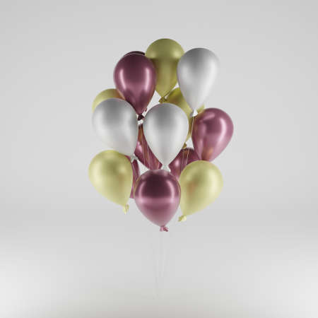 3d illustration of balloons for celebrationsの写真素材