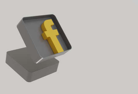 Facebook logo in gold and silver color isolated on background, all in 3d.のeditorial素材