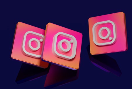 Instagram logo isolated on background, all in 3d.のeditorial素材
