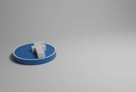 Facebook logo in white and blue isolated in background, all in 3d.のeditorial素材