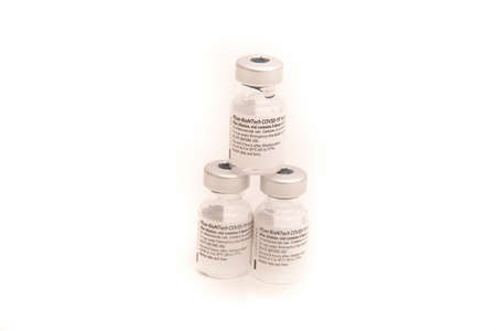 Madrid, Spain 8 March 2021. Empty batch of Pfizer / bionTech vaccines once they have been administered.のeditorial素材