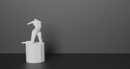 To show fashion or cosmetic products on dark background, mannequin torso, elegant female torso, 3d...