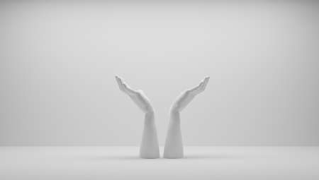 Hands protecting an idea. I have an idea and I want to protect it. Patenting an idea. Eureka, I have an idea.の写真素材