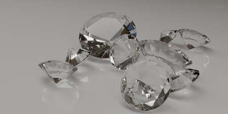 Loose Diamonds on White Backgroundの写真素材