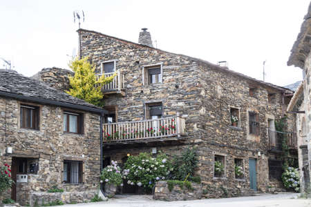 Typical rural landscapes built with black slate stone. Black villages of the alcarriaの写真素材
