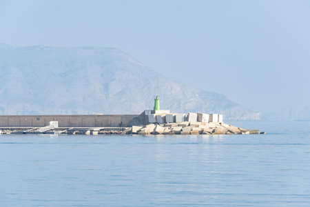 Entrance to the mouth of the port in the province of Alicante Spain.の写真素材