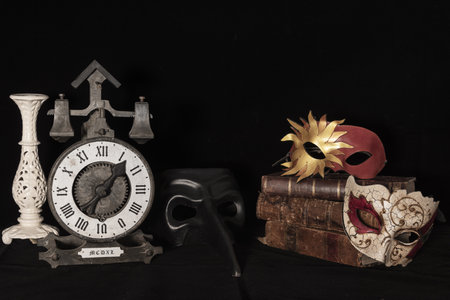 Art still life over old wooden desk.の写真素材