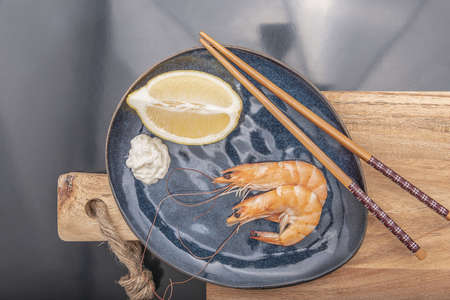 Shrimp Linguine on a fork, isolated on white background.の写真素材