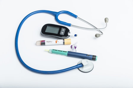 check blood sugar level by Glucose meter, Healthcare Medical and Check up, Medicine, diabetes,...