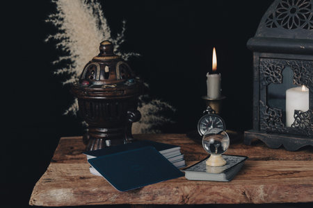 Fortune telling on coffee grounds by candlelight.