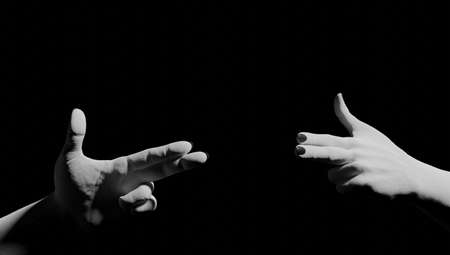 3d rendering of a womans hands making the sign of a gun shooting.の写真素材