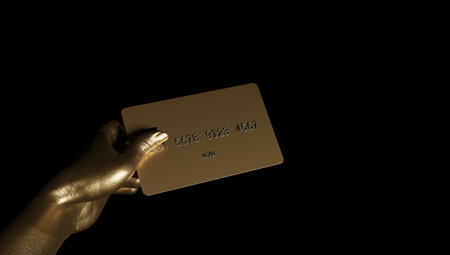 3d rendering of a womans hands holding a card and making the gesture of paying. Template for mockup.の写真素材