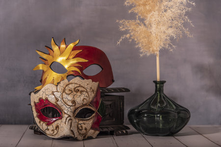 traditional masks, made and hand painted in Italy.の写真素材