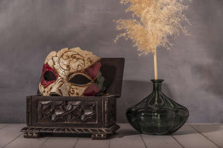 traditional masks, made and hand painted in Italy.の写真素材